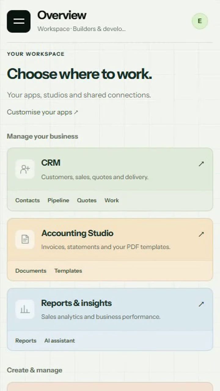 Lead Manager mobile workspace preview